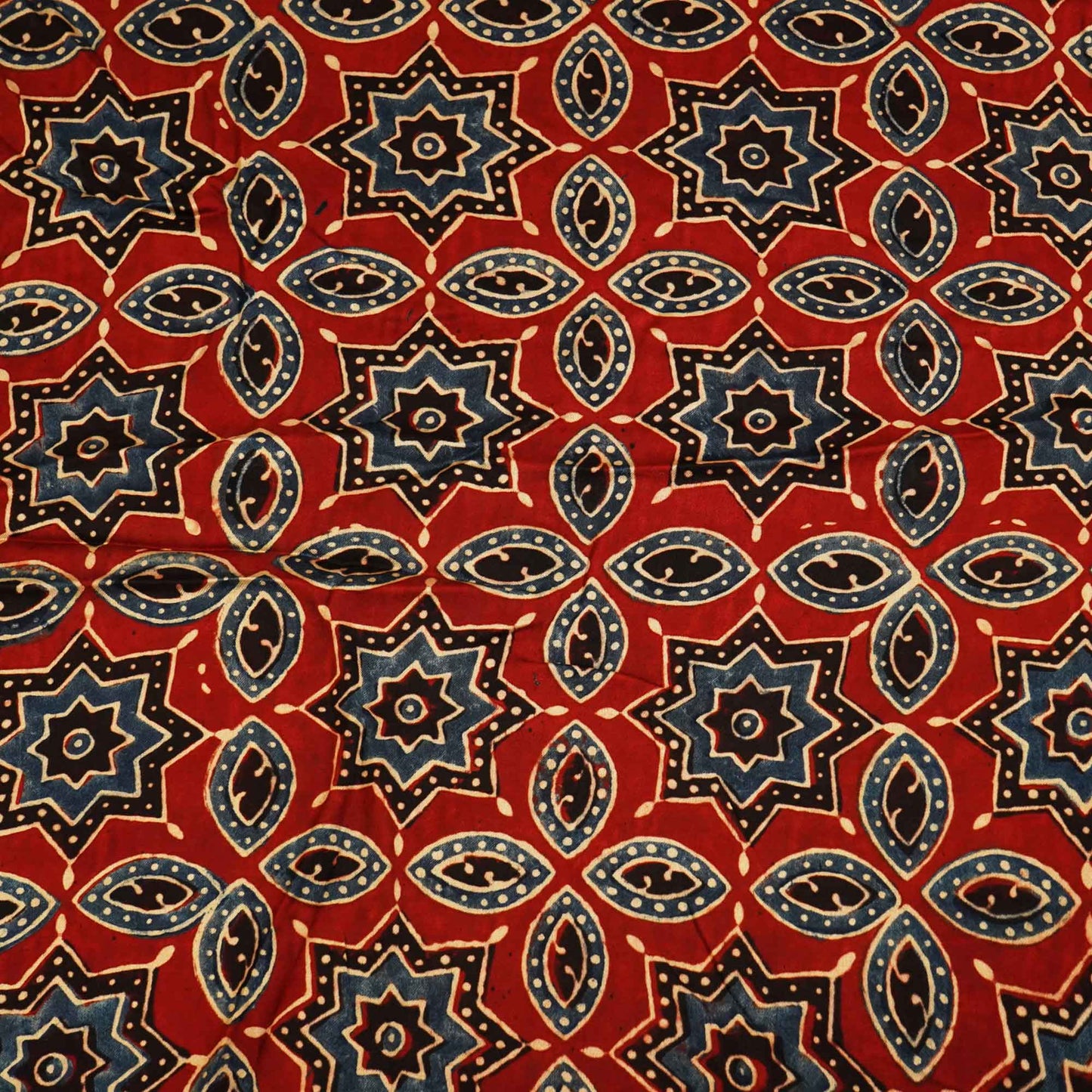 Red Ajrakh Modal Satin Fabric Modal Ajrakh IA-26896