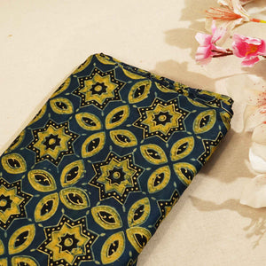Navy Blue Ajrakh Modal Satin Fabric Modal Ajrakh IA-26897