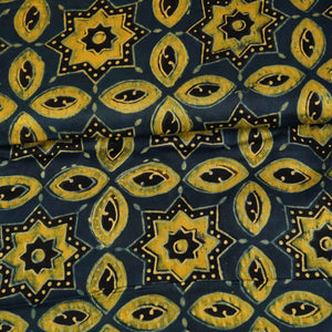 Navy Blue Ajrakh Modal Satin Fabric Modal Ajrakh IA-26897