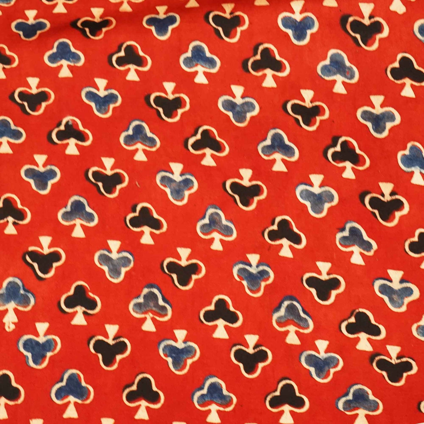 Red Handblock Modal Satin Fabric Modal Ajrakh IA-26904