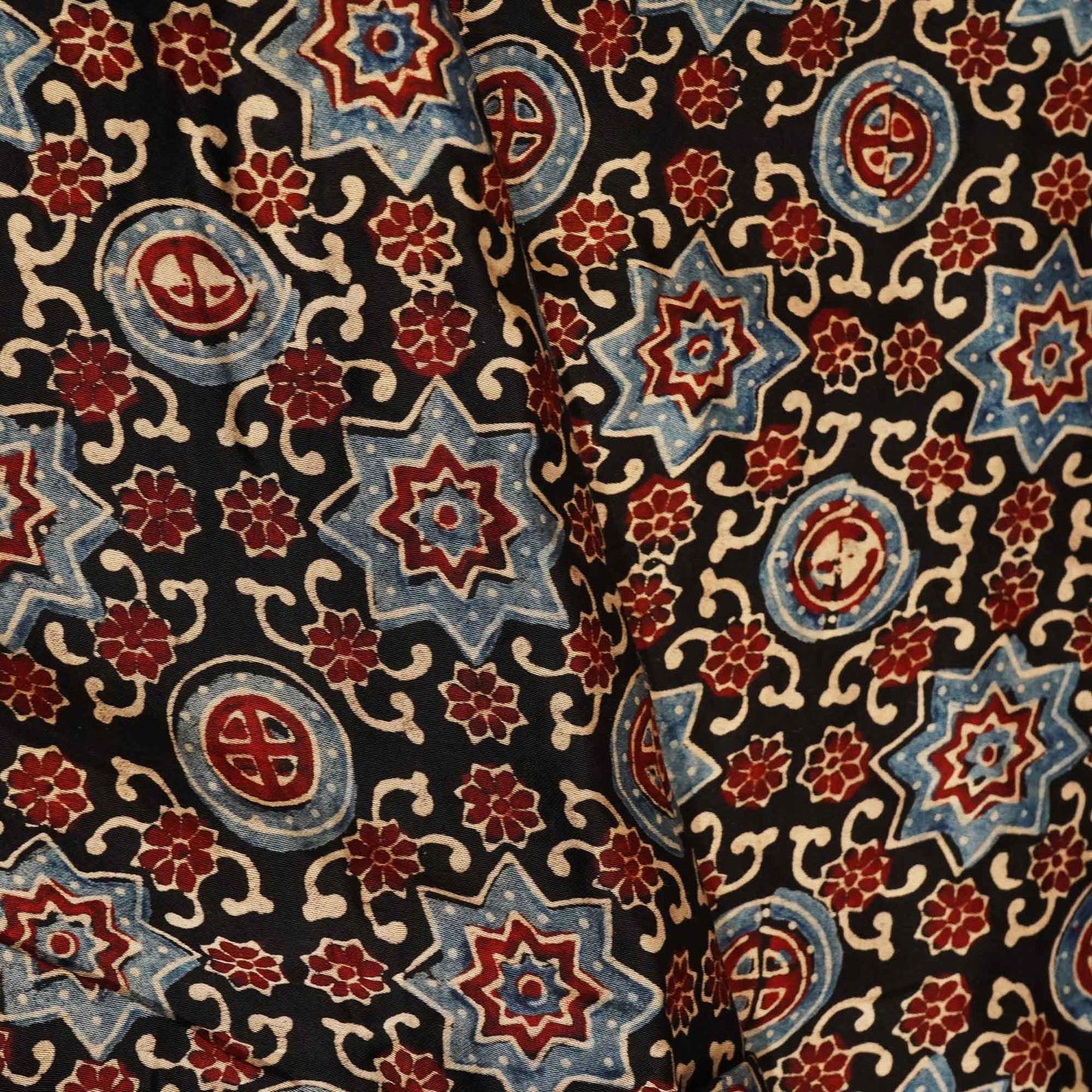 Black Ajrakh Modal Satin Fabric Modal Ajrakh IA-26910