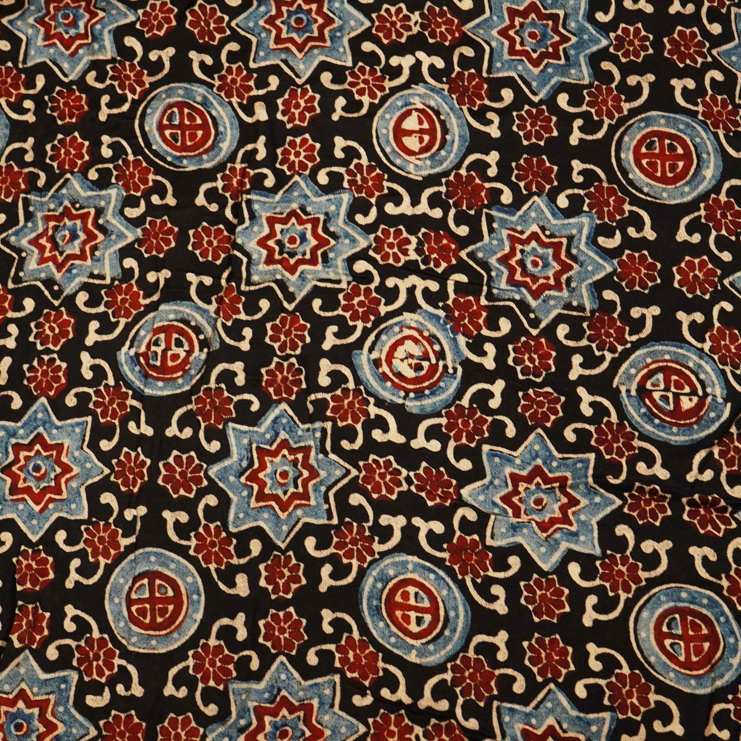 Black Ajrakh Modal Satin Fabric Modal Ajrakh IA-26910