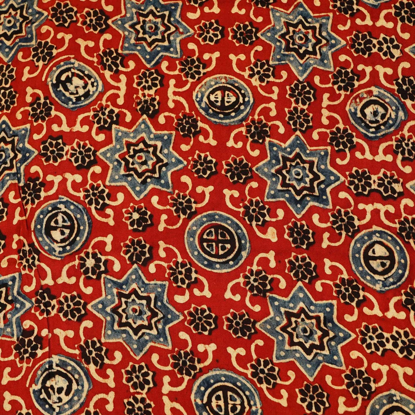 Red Ajrakh Modal Satin Fabric Modal Ajrakh IA-26911