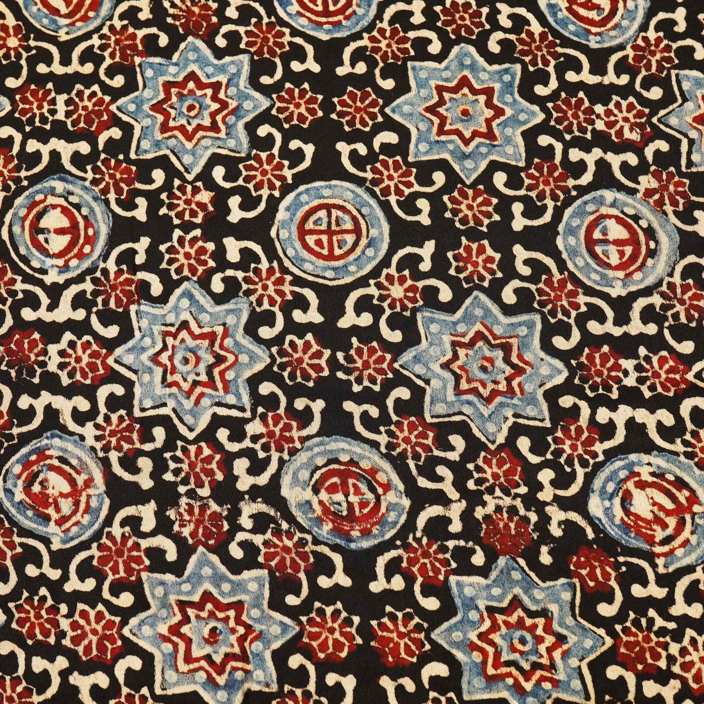 Black Ajrakh Modal Satin Fabric Modal Ajrakh IA-26912