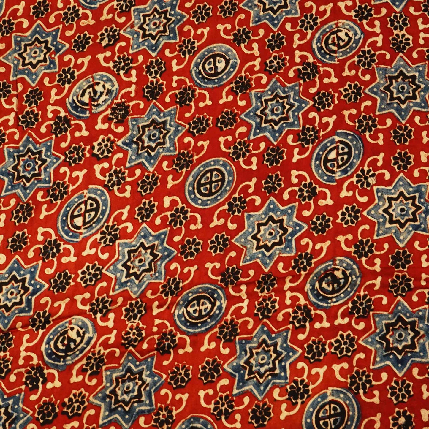 Red Ajrakh Modal Satin Fabric Modal Ajrakh IA-26913
