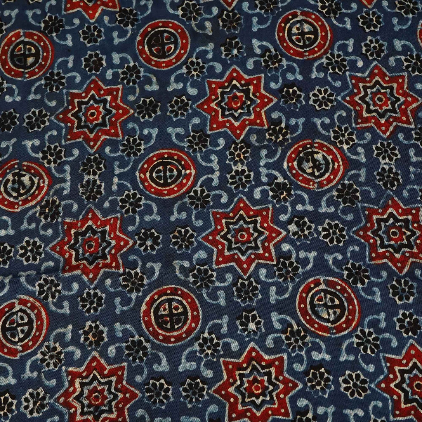Blue Ajrakh Modal Satin Fabric Modal Ajrakh IA-26914