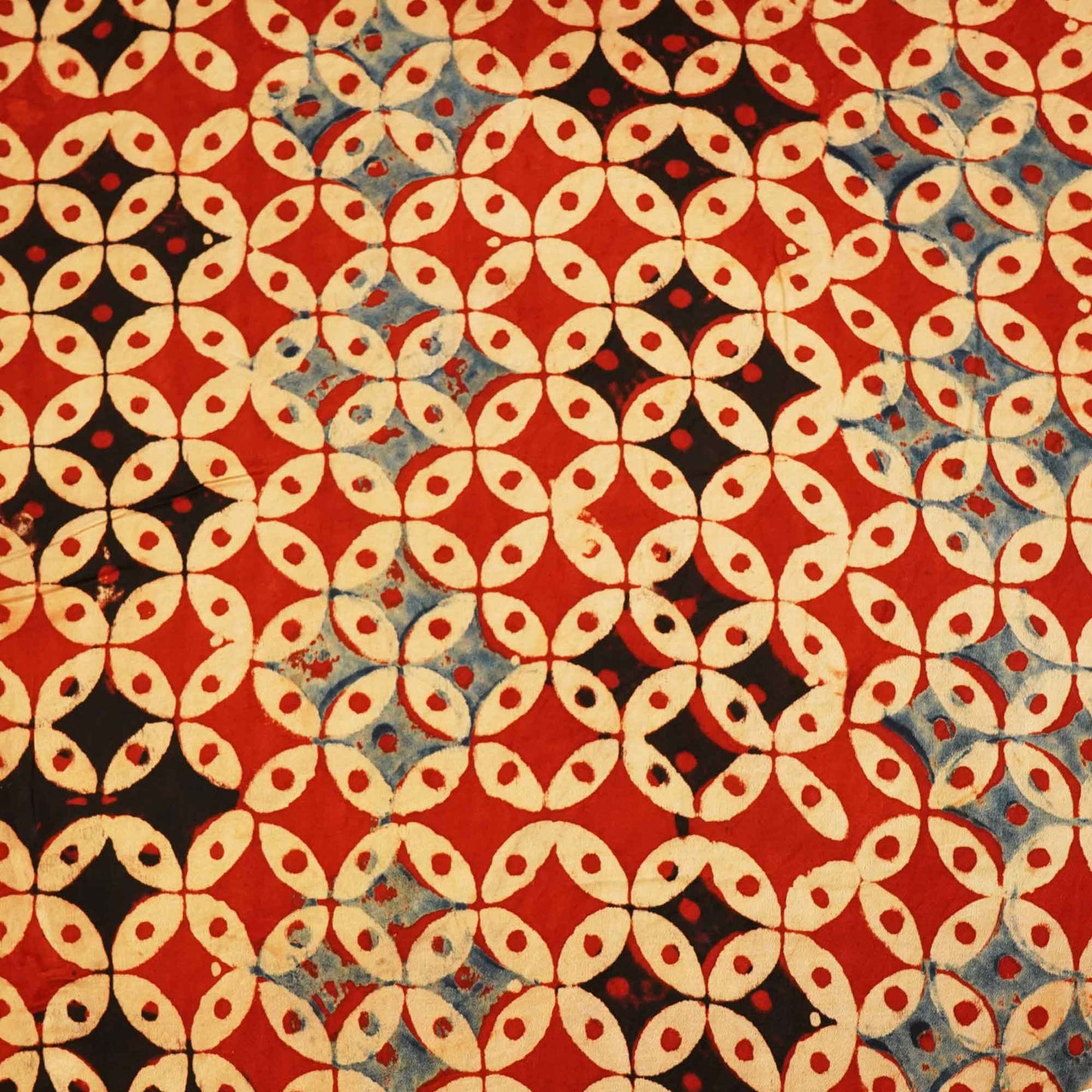 Red Geometrical Ajrakh Modal Satin Fabric Modal Ajrakh IA-26915