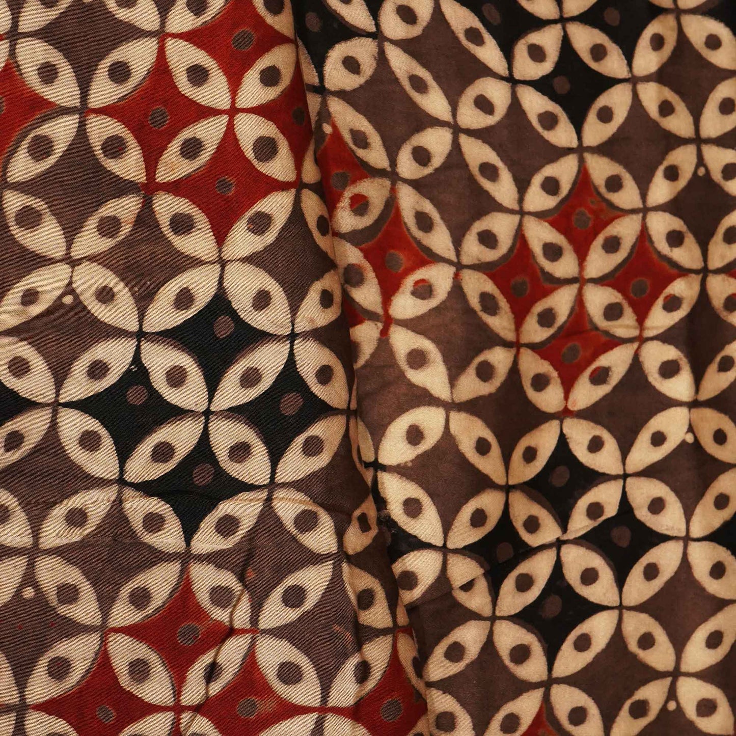 Brown Geometrical Ajrakh Modal Satin Fabric Modal Ajrakh IA-26917