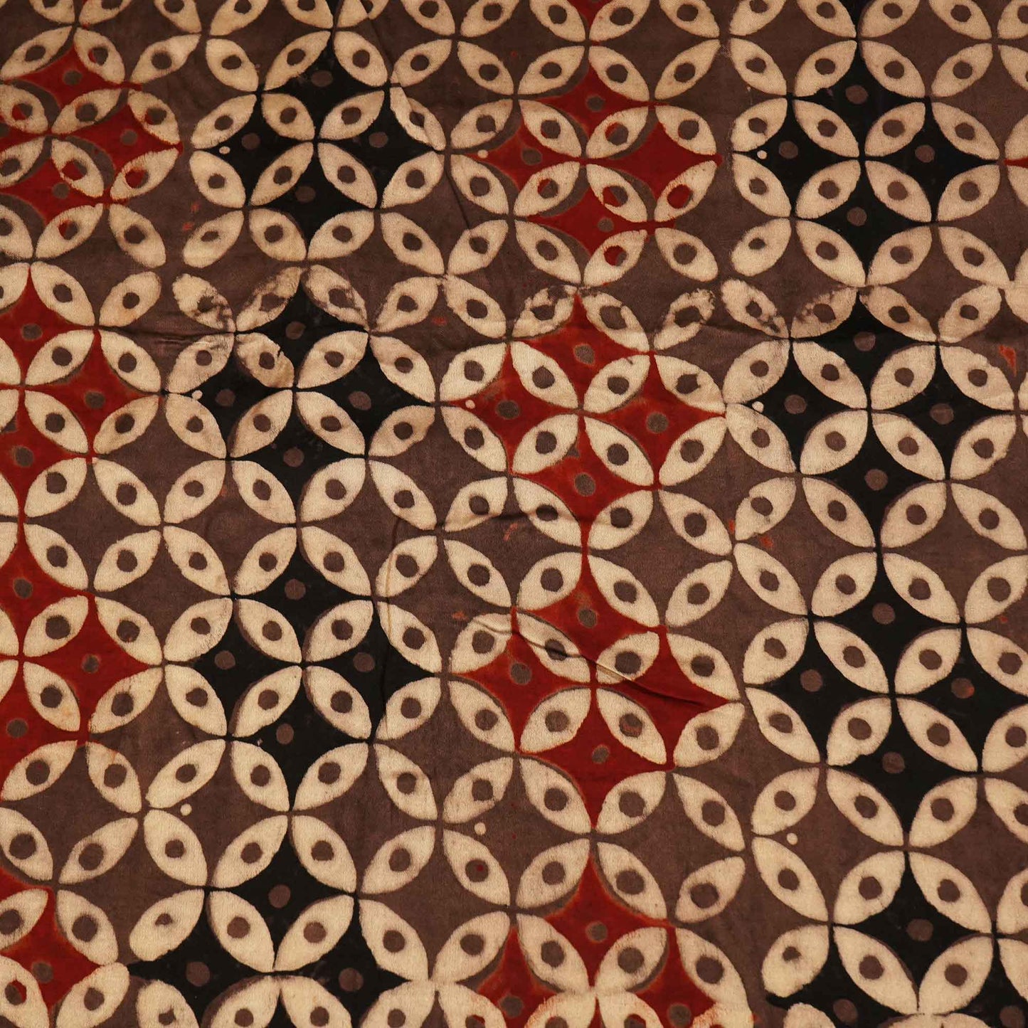 Brown Geometrical Ajrakh Modal Satin Fabric Modal Ajrakh IA-26917