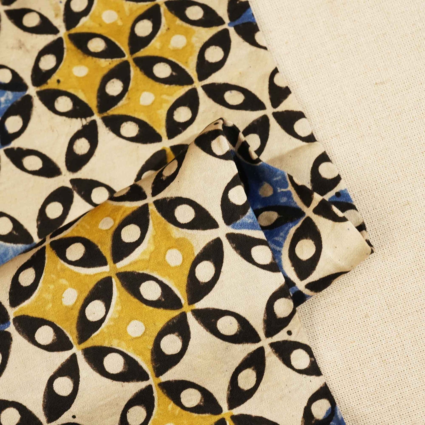 Cream Geometrical Ajrakh Modal Satin Fabric Modal Ajrakh IA-26918