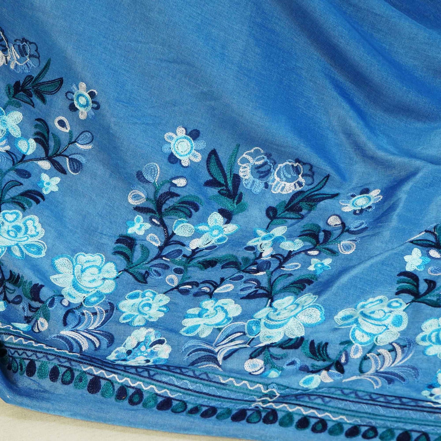 Light Blue Thread Embroidery Denim Fabric AF-26925