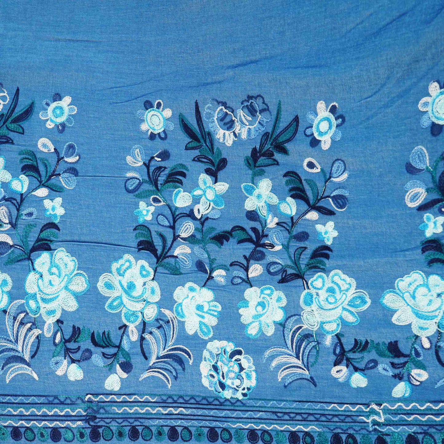 Light Blue Thread Embroidery Denim Fabric AF-26925