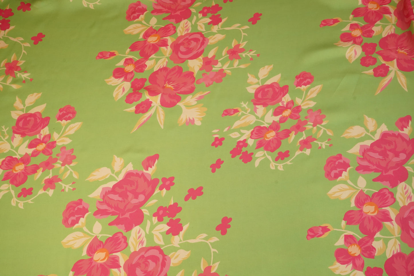 Green Floral Print Satin Georgette-MTF-26948