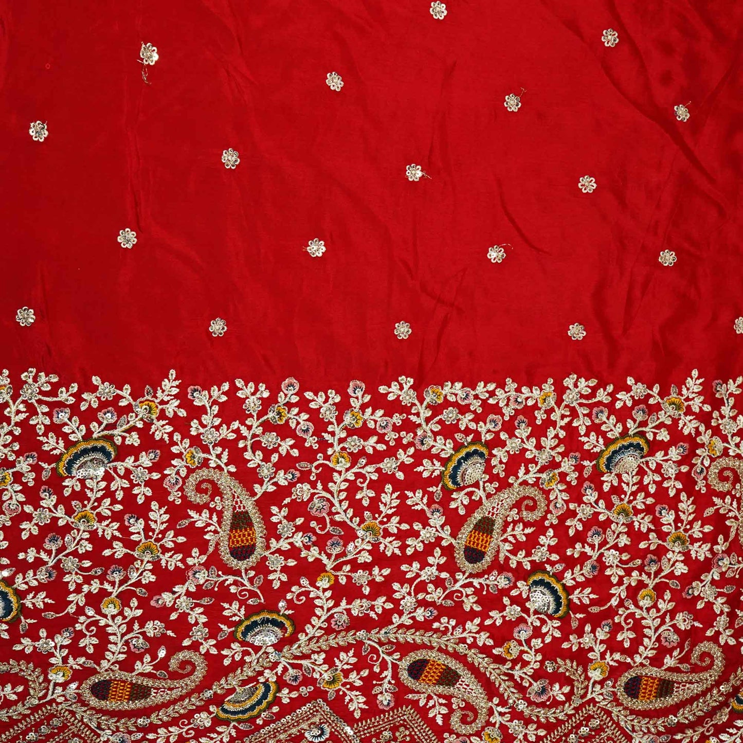 Red Thread Embroidery Chinon Fabric RA-26956