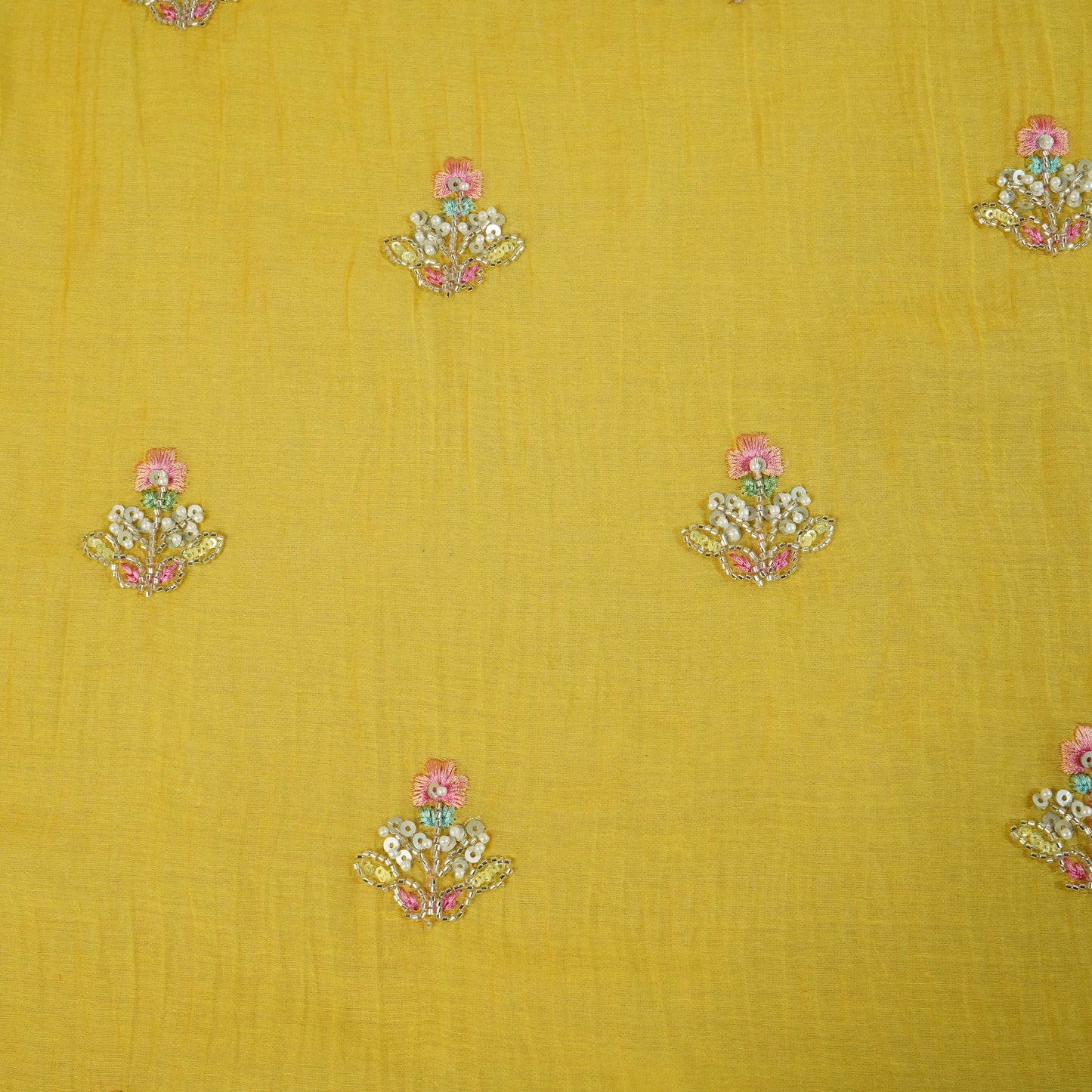 Yellow embroidery cut dana Malai Chanderi-GL-26960