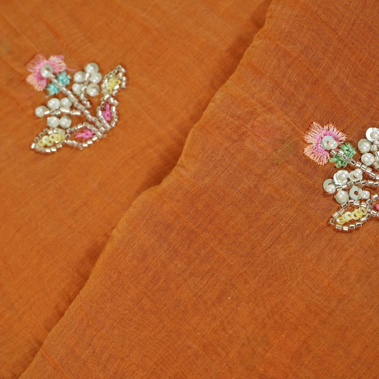 Orange embroidery cut dana Malai Chanderi GL-26961