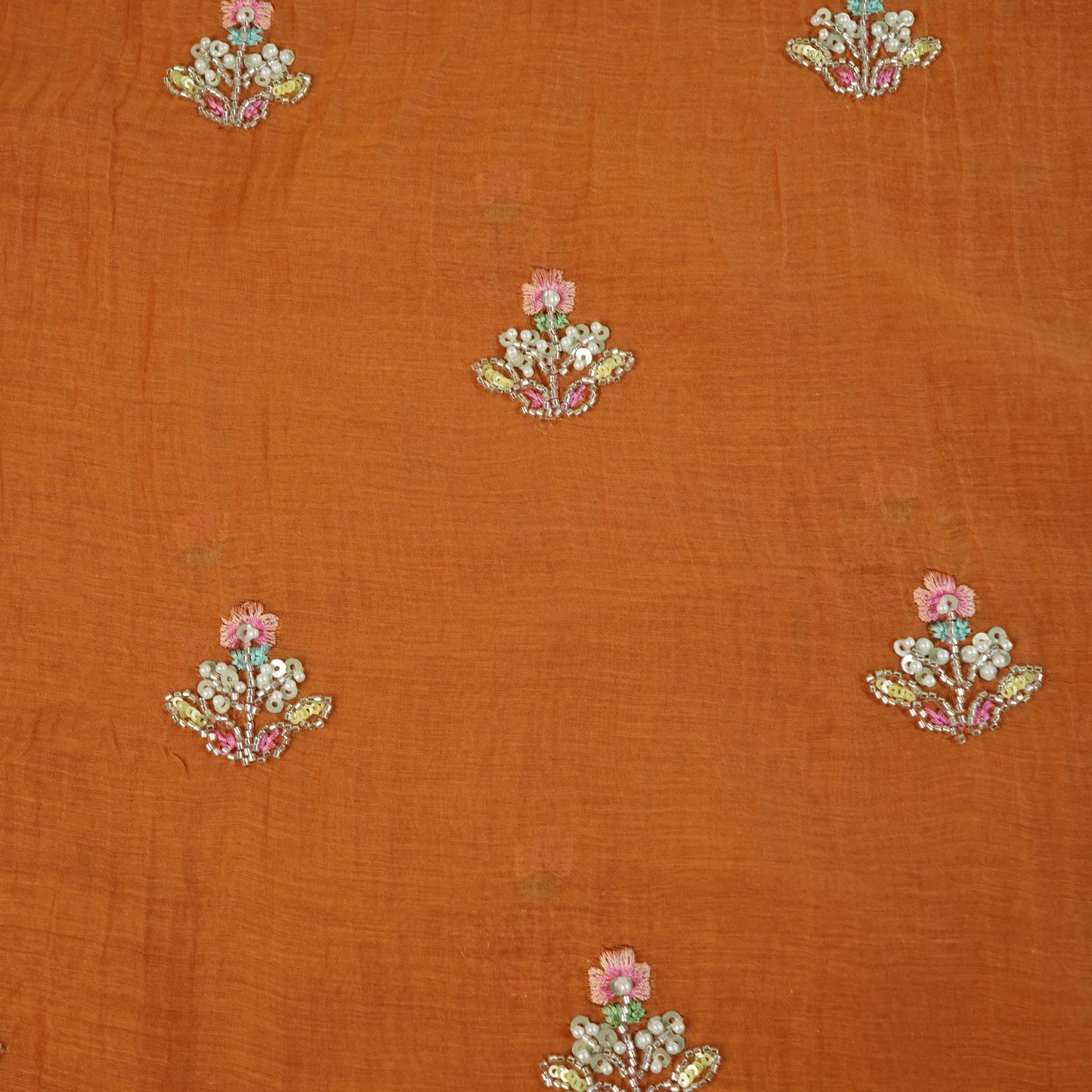 Orange embroidery cut dana Malai Chanderi GL-26961