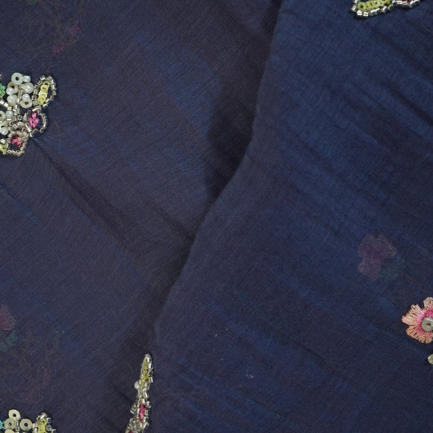 Blue embroidery cut dana Malai Chanderi-GL-26963