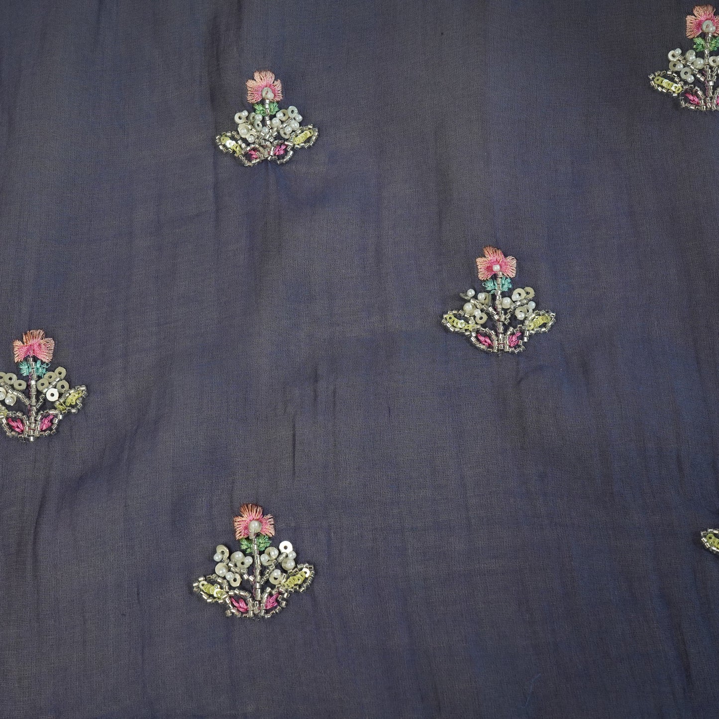 Blue embroidery cut dana Malai Chanderi-GL-26963