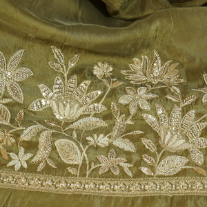 Light Mehndi embroidery cut dana Tissue Silk-GL-26964 - TradeUNO