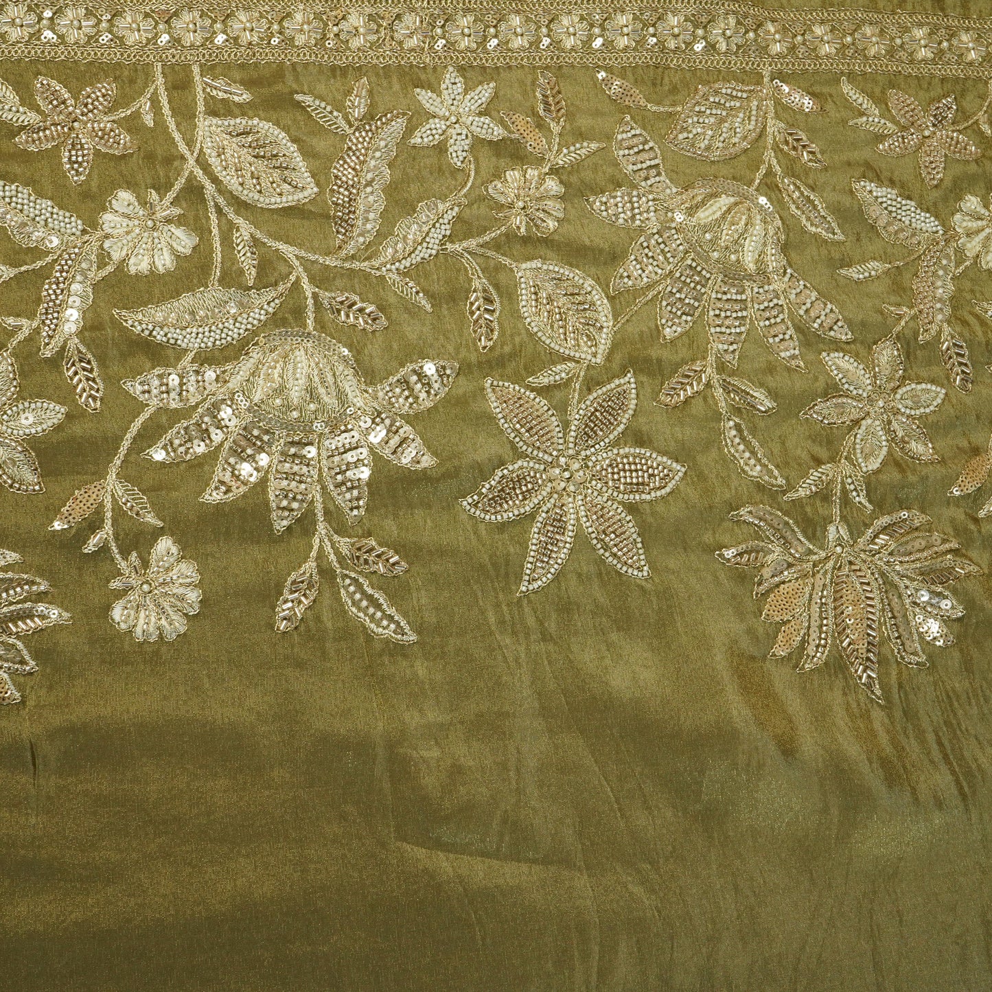 Light Mehndi enbroidery cut dana Tissue Silk-GL-26964