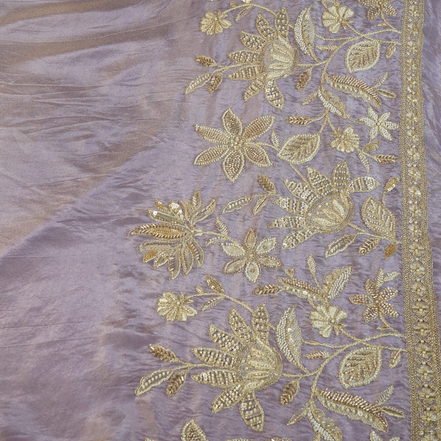 Light Purple enbroidery cut dana Tissue Silk- GL-26965