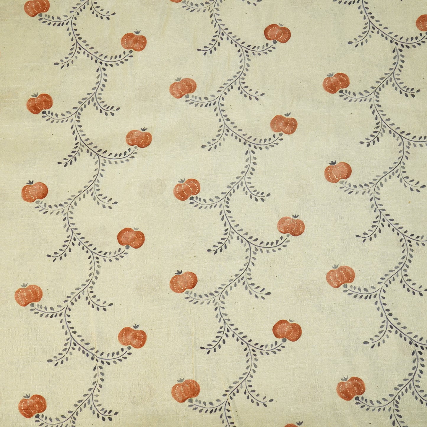 Beige Floral Print Raw Silk Fabric Row Silk-SNTF-26970