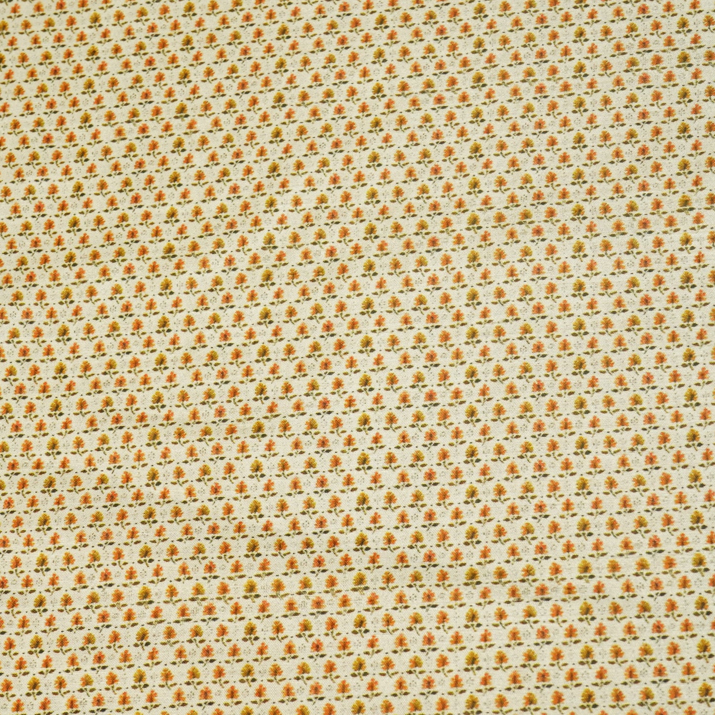 Beige N Yellow Floral Print Raw Silk Fabric-SNTF-26971