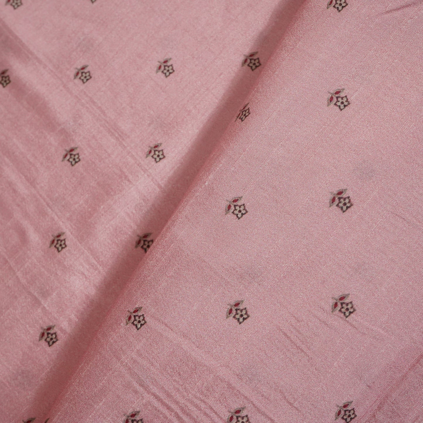 Pink Floral Raw Silk Fabric-SNTF-26980