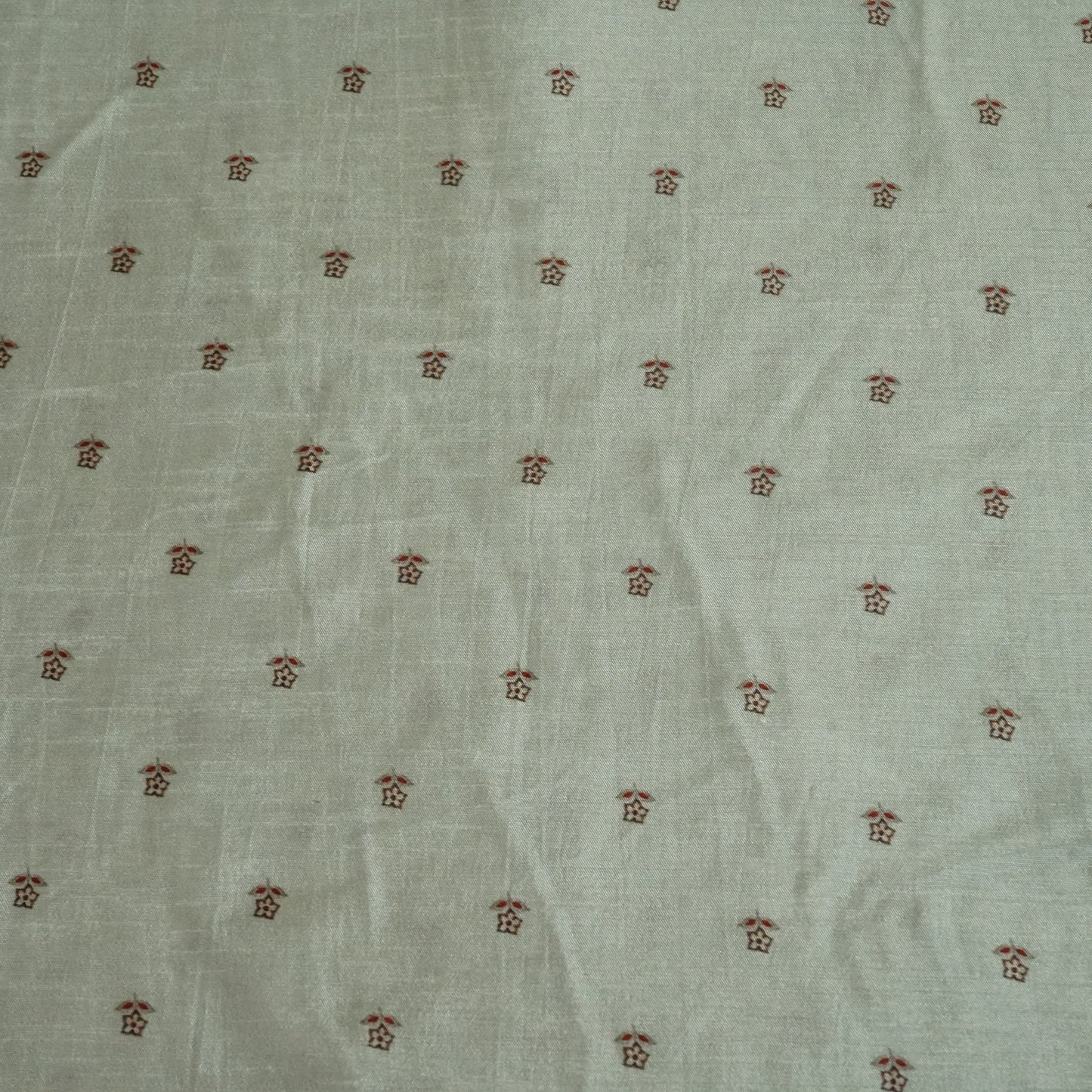 Sea Green Floral Raw Silk Fabric-SNTF-26981