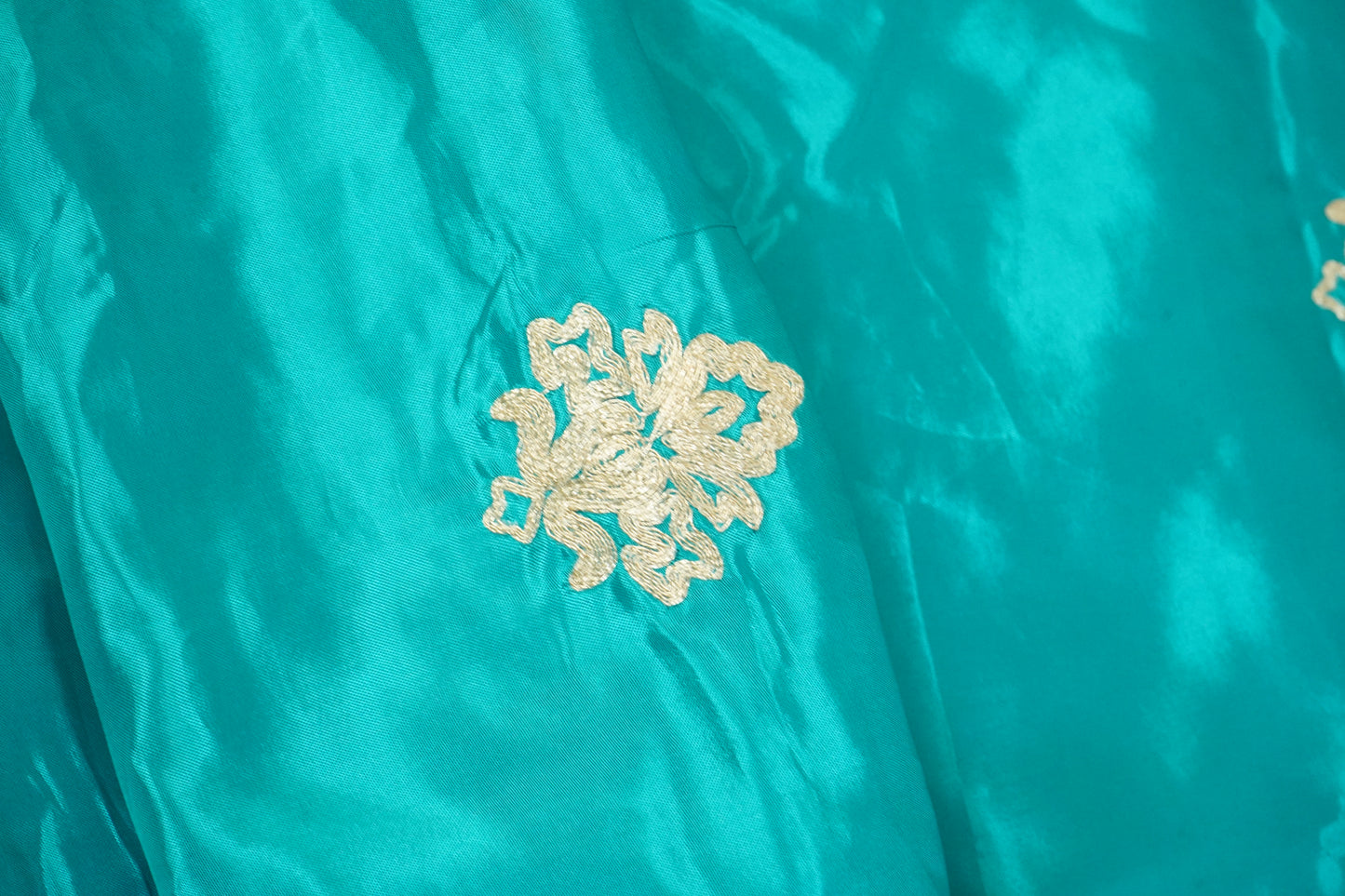 Blue Zari Embroidery Silk Organza - WI-26993