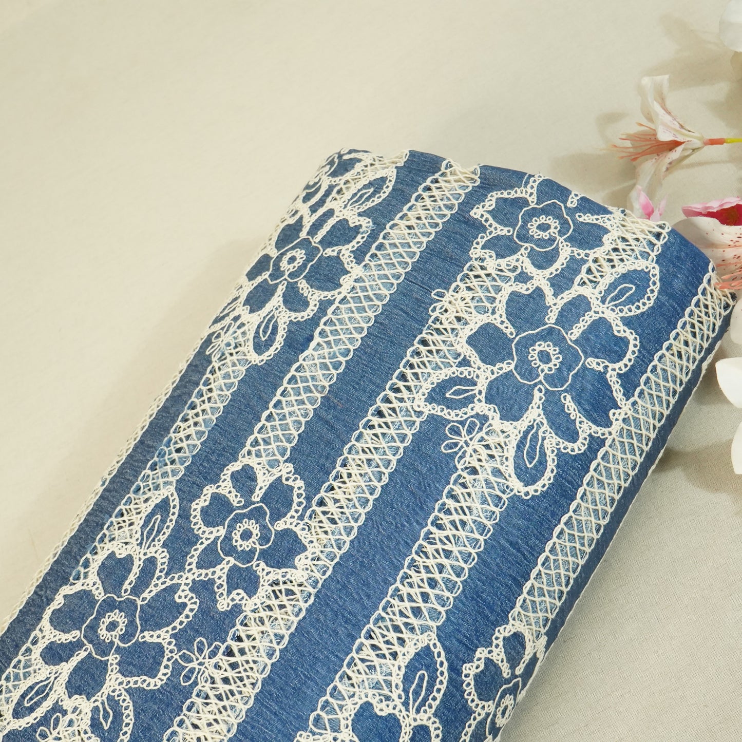 Light Blue Crochet Denim- CF-26999