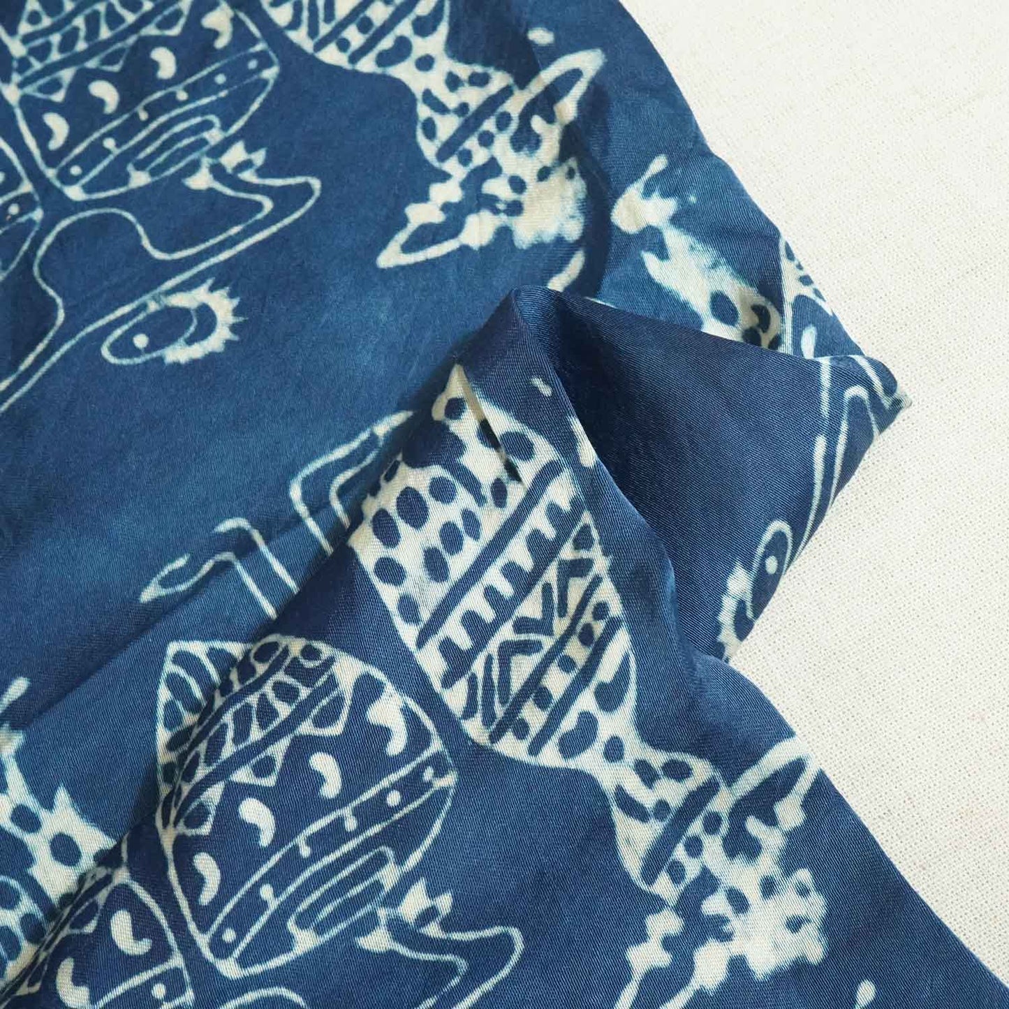 Indigo abstract Ajrakh Modal Silk Fabric ASK-27263