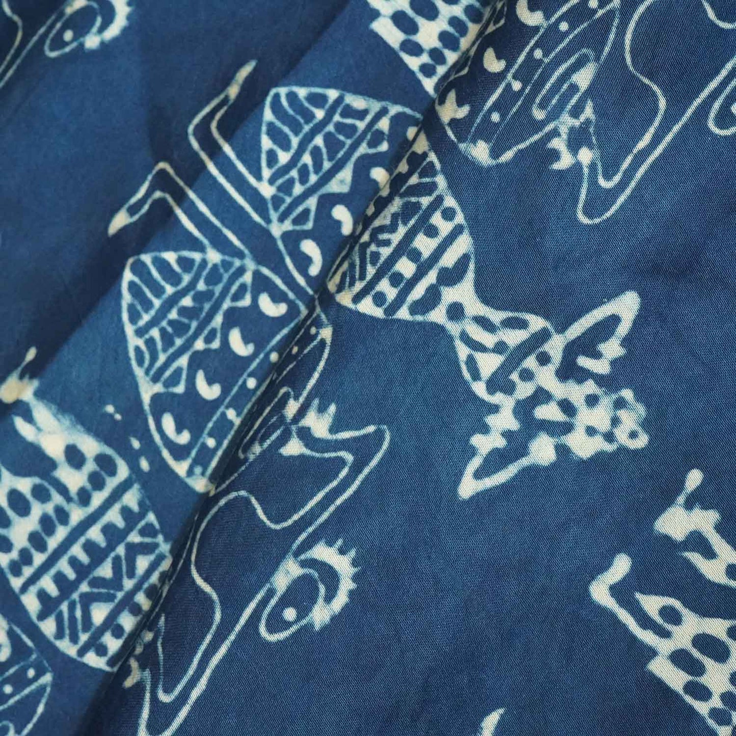 Indigo abstract Ajrakh Modal Silk Fabric ASK-27263