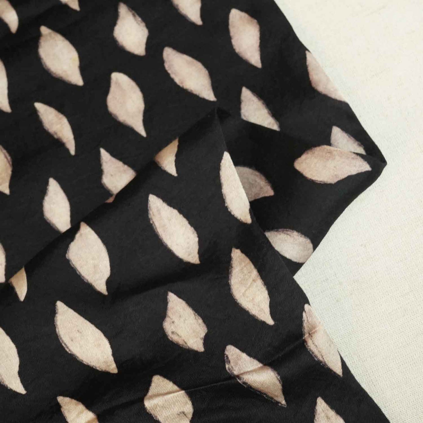 Black Abstract Print Modal Silk Fabric ASK-27266