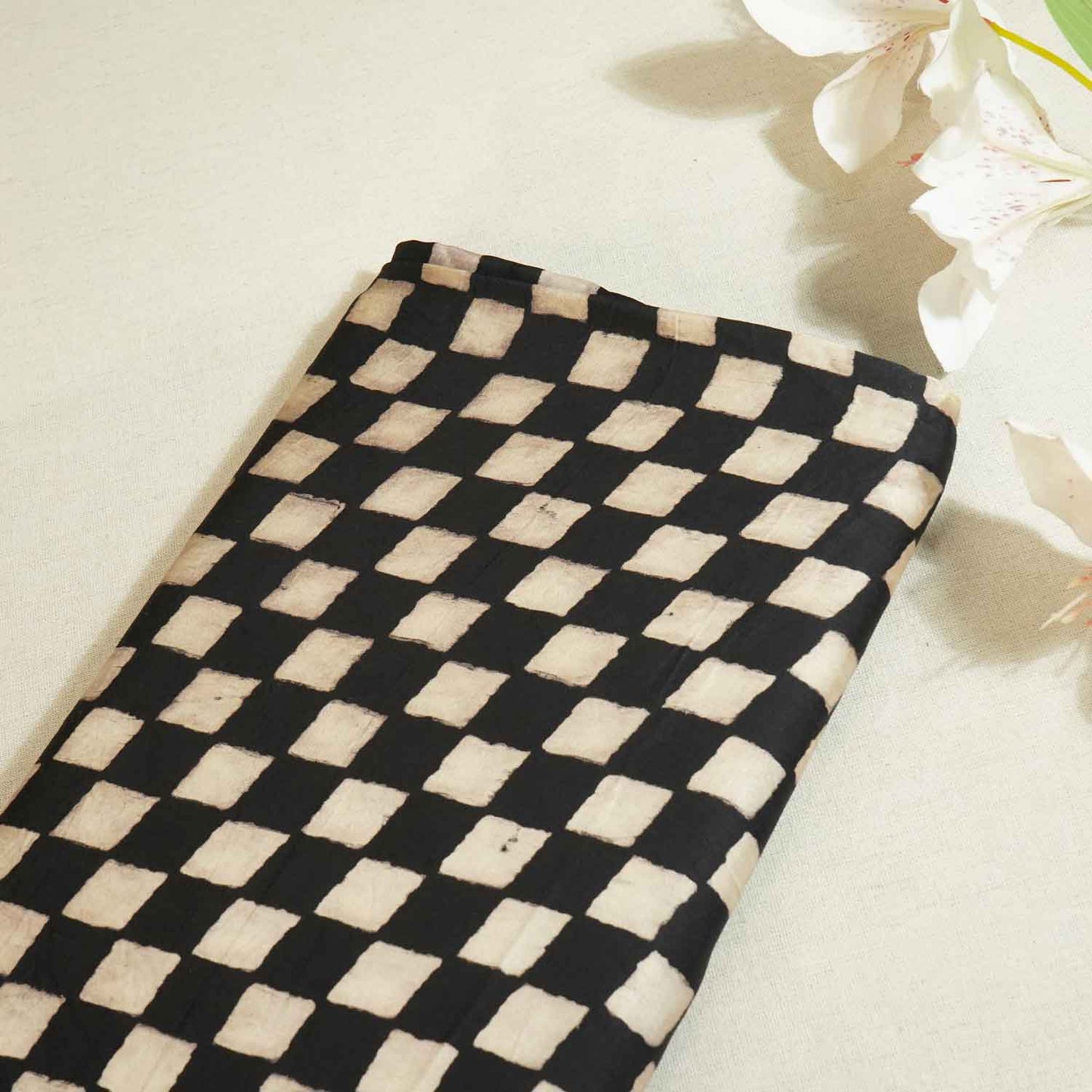 Black & White Checks Modal Silk Fabric ASK-27268