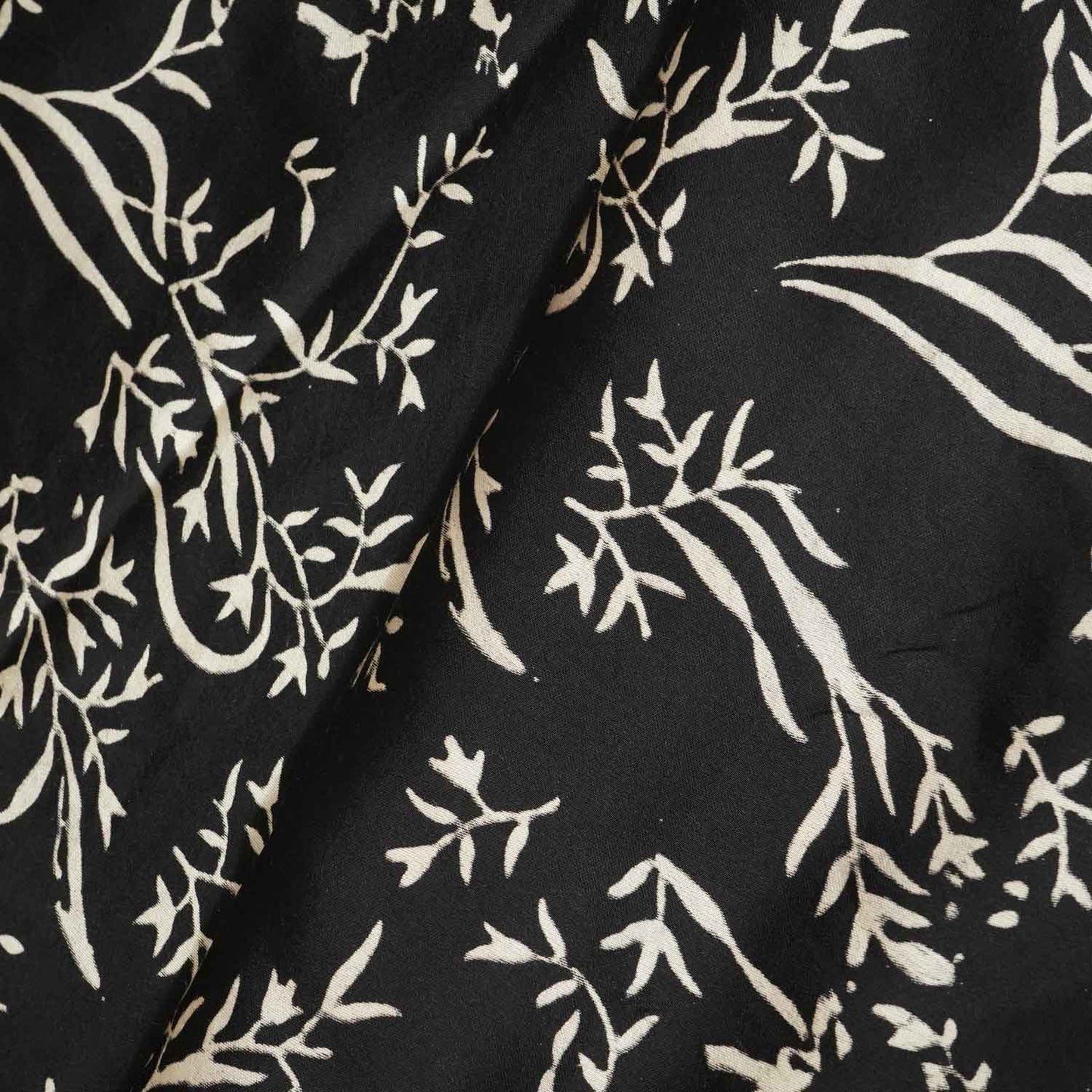 Black Floral Modal Silk Fabric ASK-27269