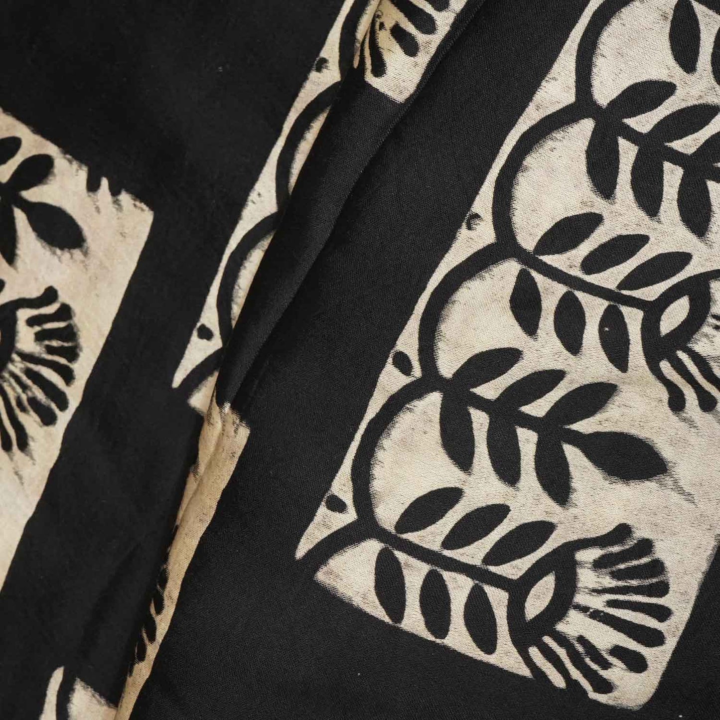 Black Ajrakh Modal Silk Fabric ASK-27275