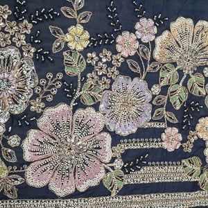 Blue Embroidery Cut Dana Organza Fabric WI-27283 - TradeUNO