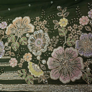 Dark Green Embroidery Cut Dana Organza Fabric WI-27284 - TradeUNO