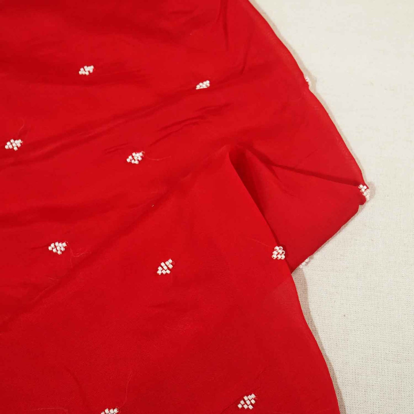 Red Embroidery Cut Dana Organza Fabric WI-27285