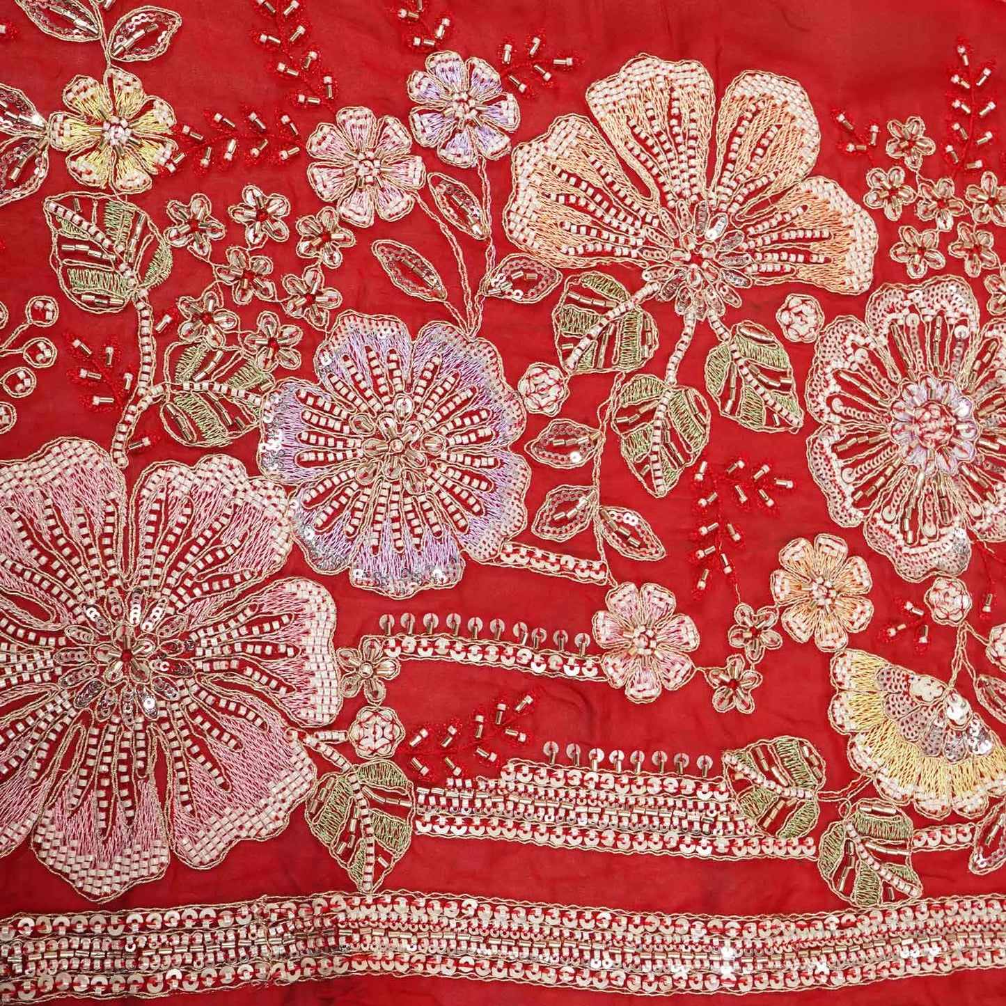Red Embroidery Cut Dana Organza Fabric WI-27285