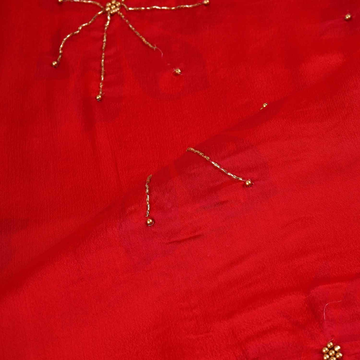 Red Floral hand embroidery Chinon Fabric MF-27531