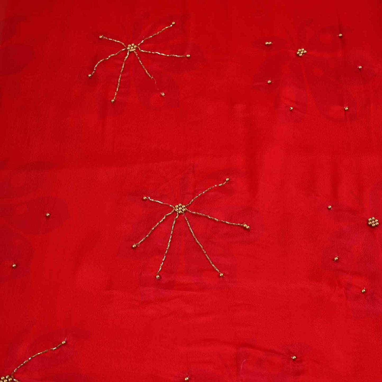 Red Floral hand embroidery Chinon Fabric MF-27531