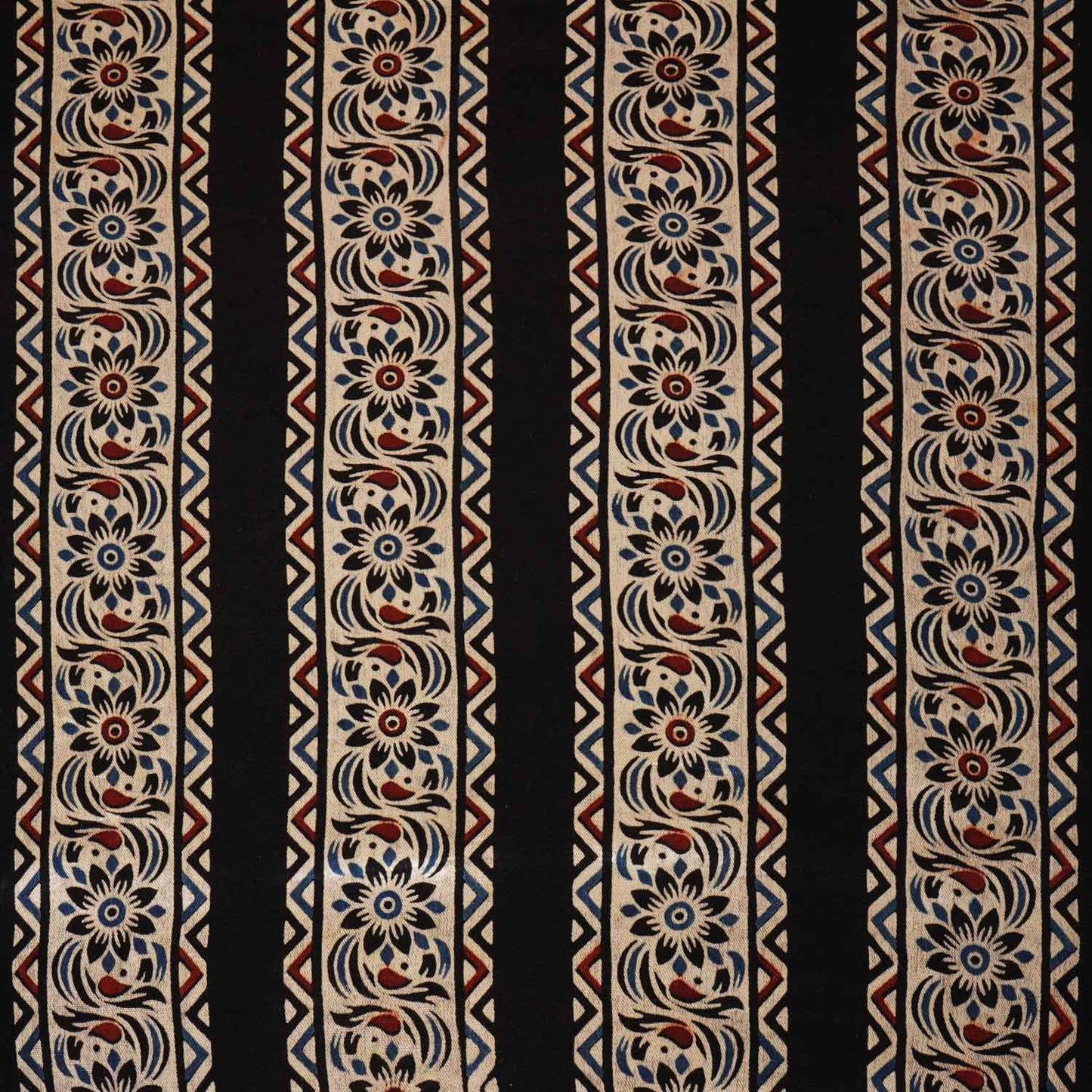 Black Ajrakh Print Mashru Silk Fabric IA-27798