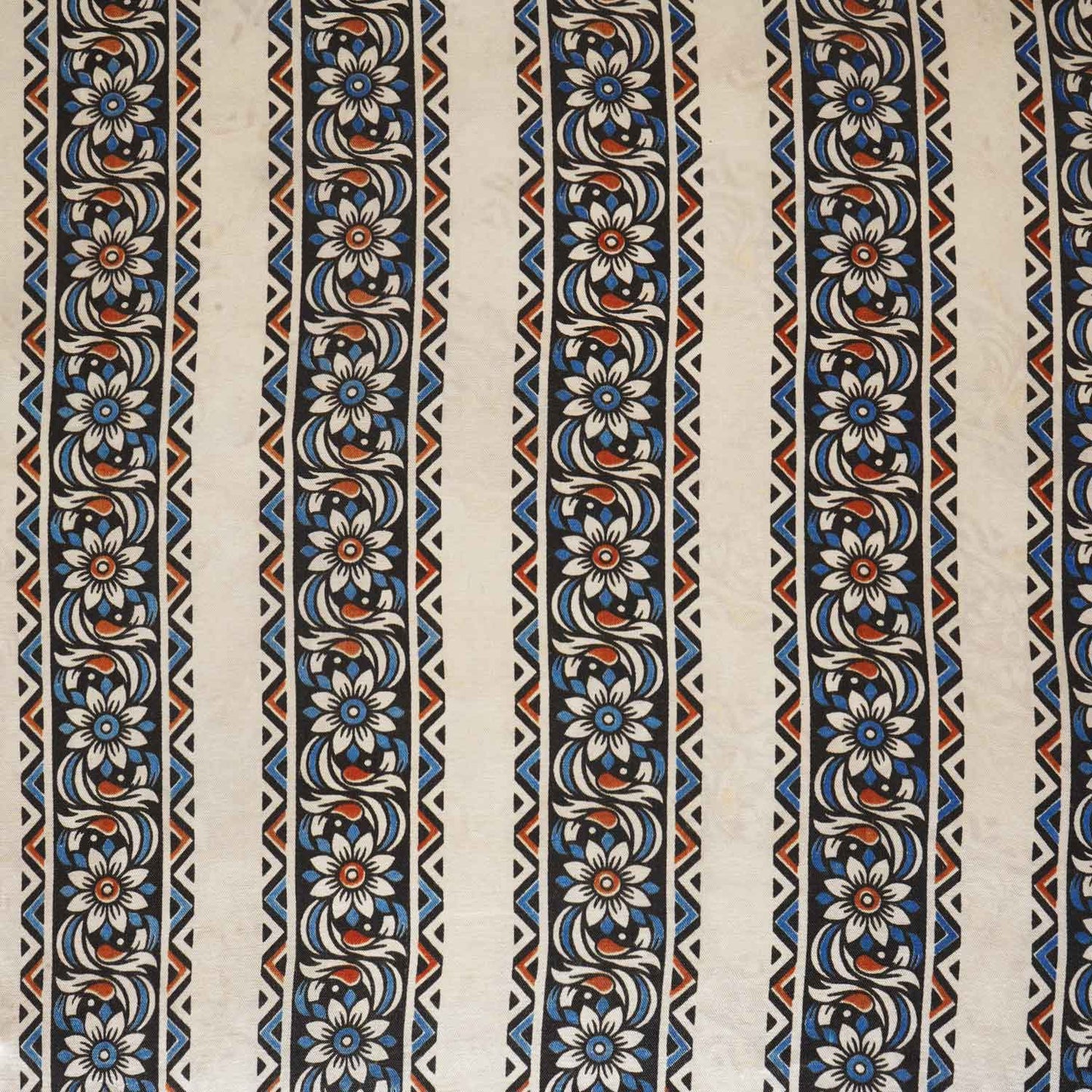 Beige Ajrakh Print Mashru Silk Fabric IA-27802