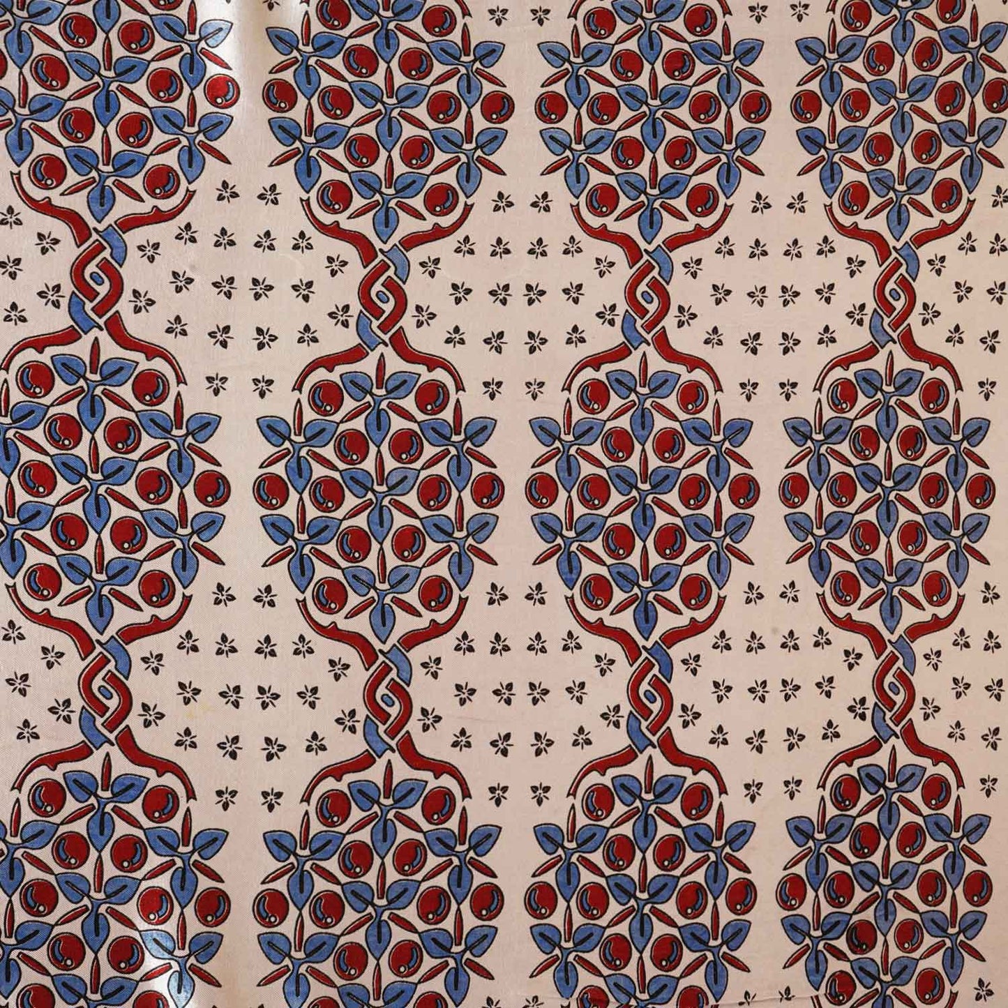 Beige Ajrakh Print Mashru Silk Fabric IA-27803