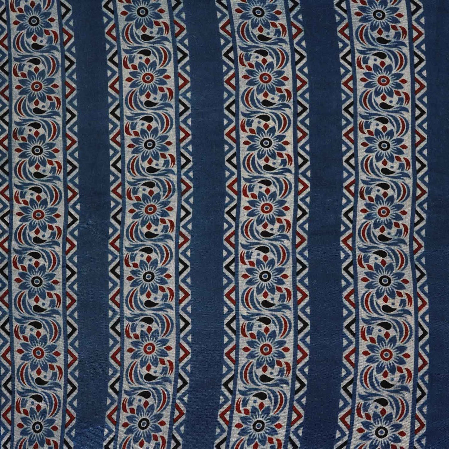 Blue Ajrakh Print Mashru Silk Fabric IA-27807