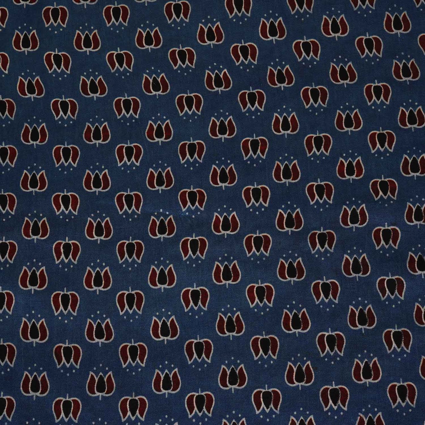 Blue Ajrakh Print Mashru Silk Fabric IA-27810