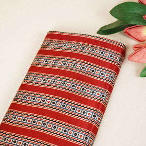 Red Ajrakh Print Mashru Silk Fabric IA-27812